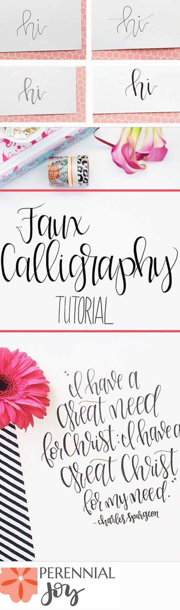 DIY Faux Calligraphy Tutorial: How to make modern calligraphy that looks amazing! Perennialjoy.com