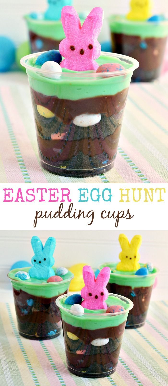 Easter Egg Hunt Pudding Cups with PEEPS