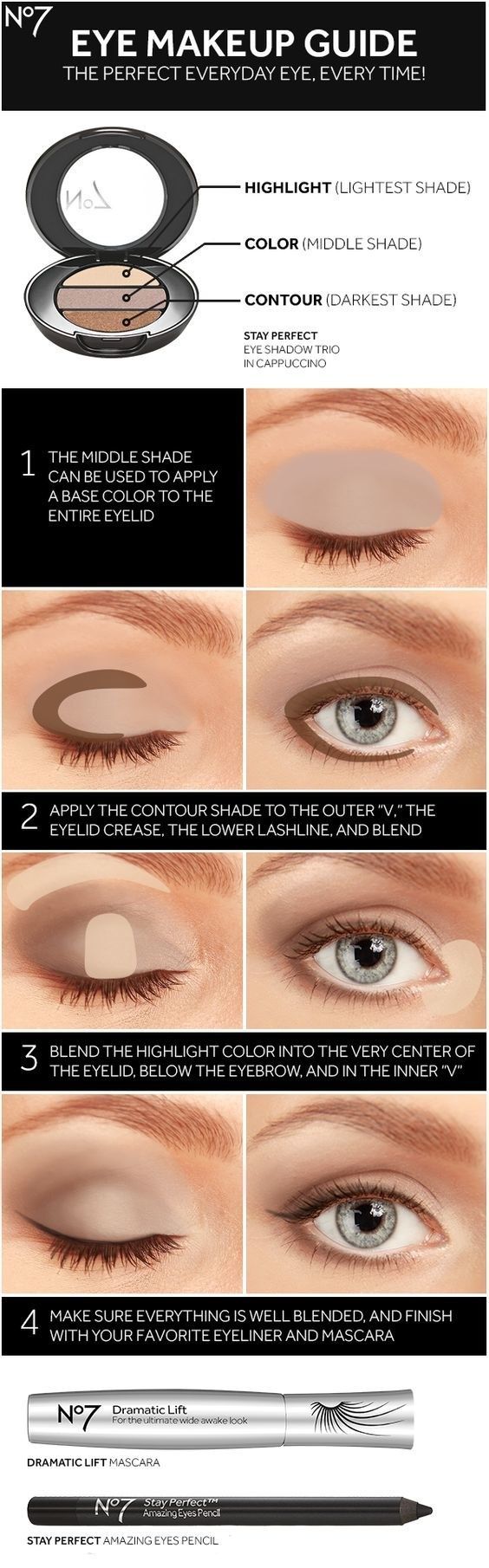 Follow this guide to learn how to use any three-shade palette to its fullest potential. | 7 Ridiculously Easy Makeup Tips That