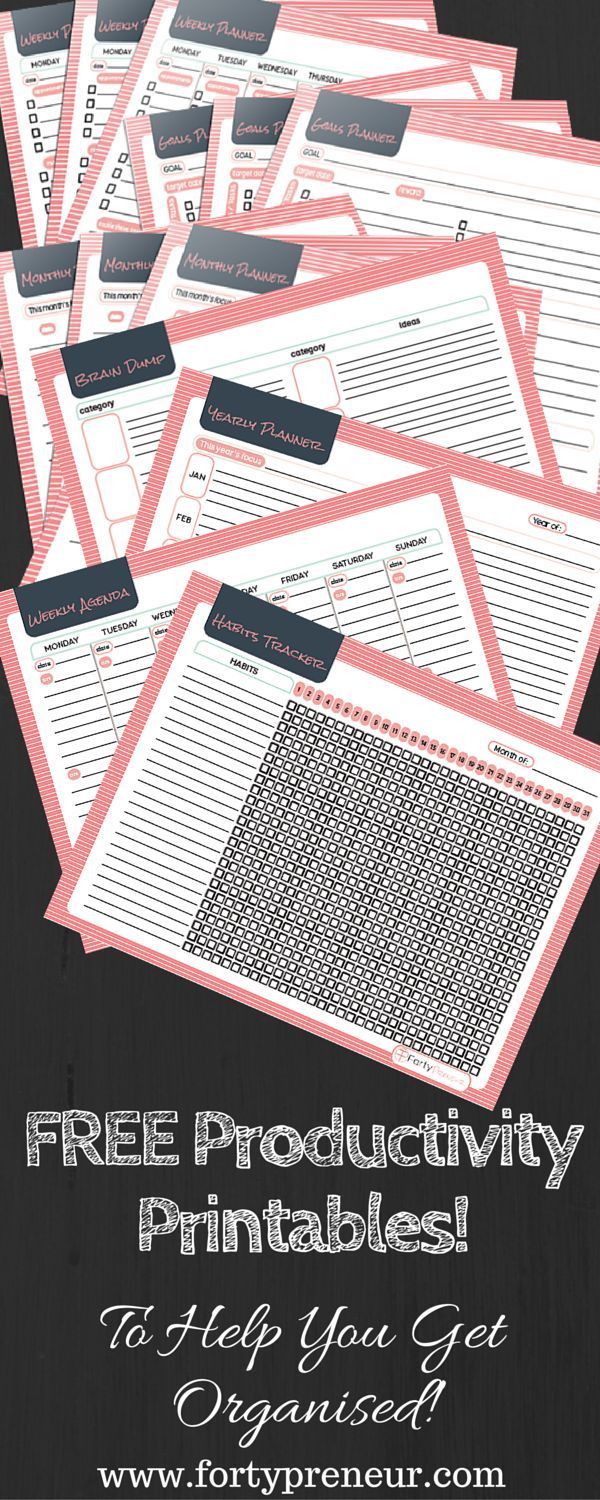 FREE Productivity Planners Printables, For All Those Procrastinators! Yours to dow