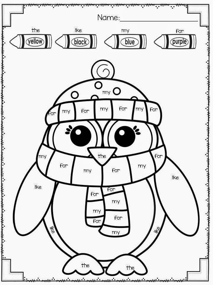 FREEBIE! Winter color by sight word.