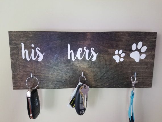 Fun Dog Leash and Key Holder Perfect For Fur-Baby Owners -13×5.5 inches(shown) other sizes to choose from -Jacobean Stain with