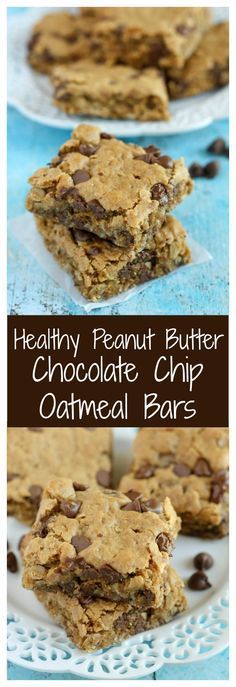 Healthy Peanut Butter Chocolate Chip Oatmeal Bars