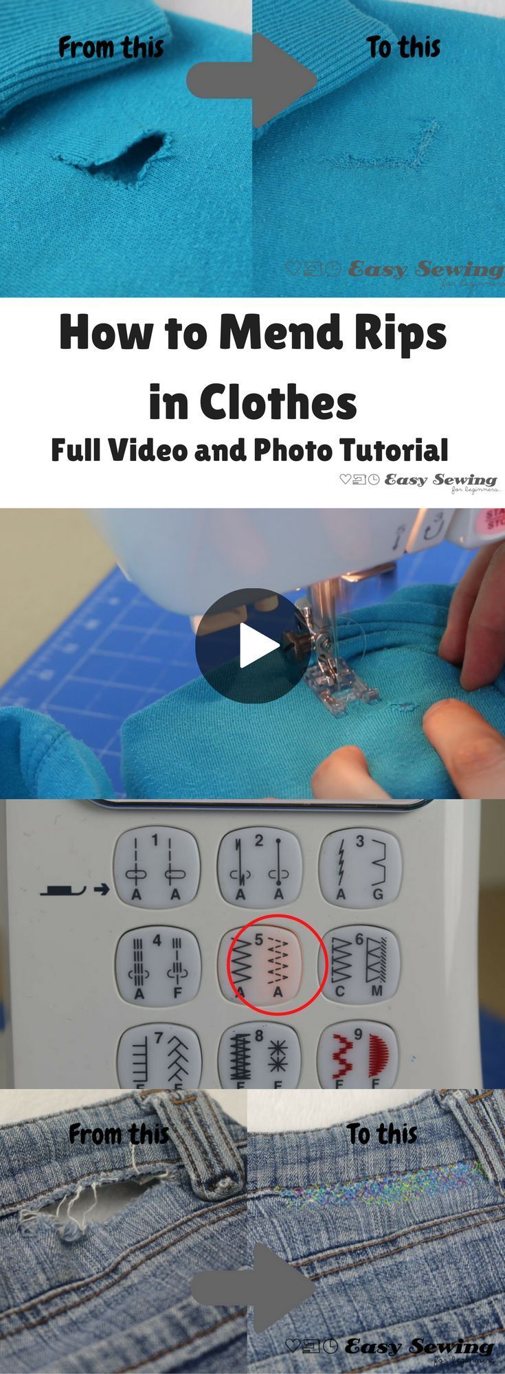 How to mend rips in clothes with a full video and photo tutorial! Handy to know.