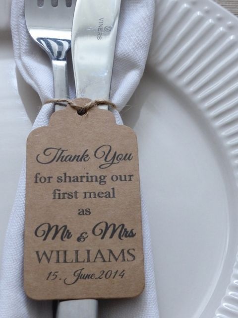 Personalised Wedding Favour Gift Tag  Thank you  Guest Label Kraft/ Napkin Ring
