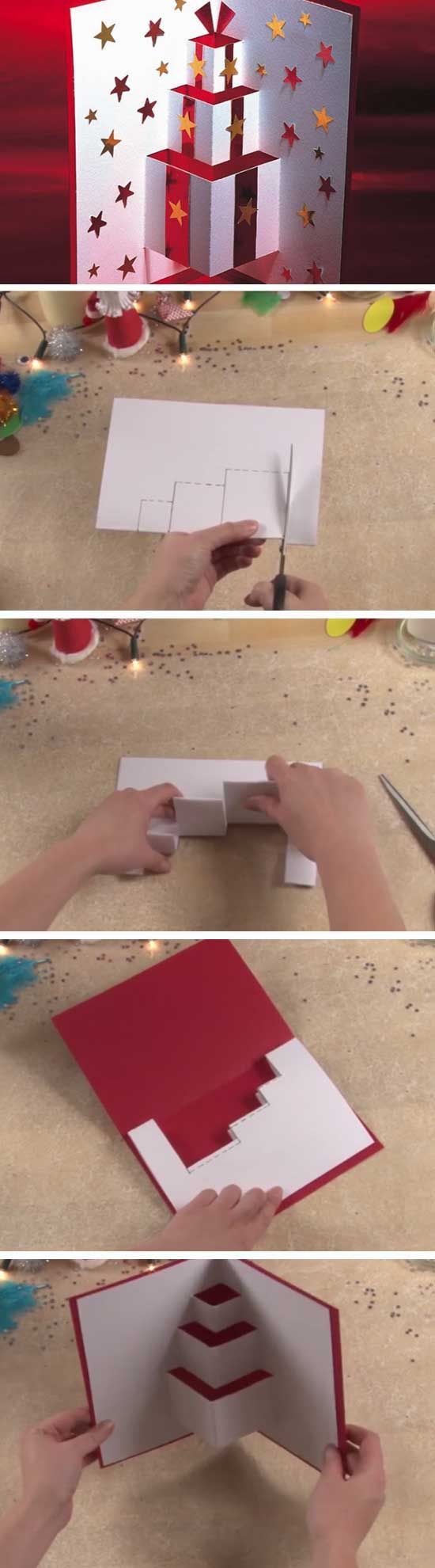 Pop-up Present | 20 + DIY Christmas Cards for Kids to Make