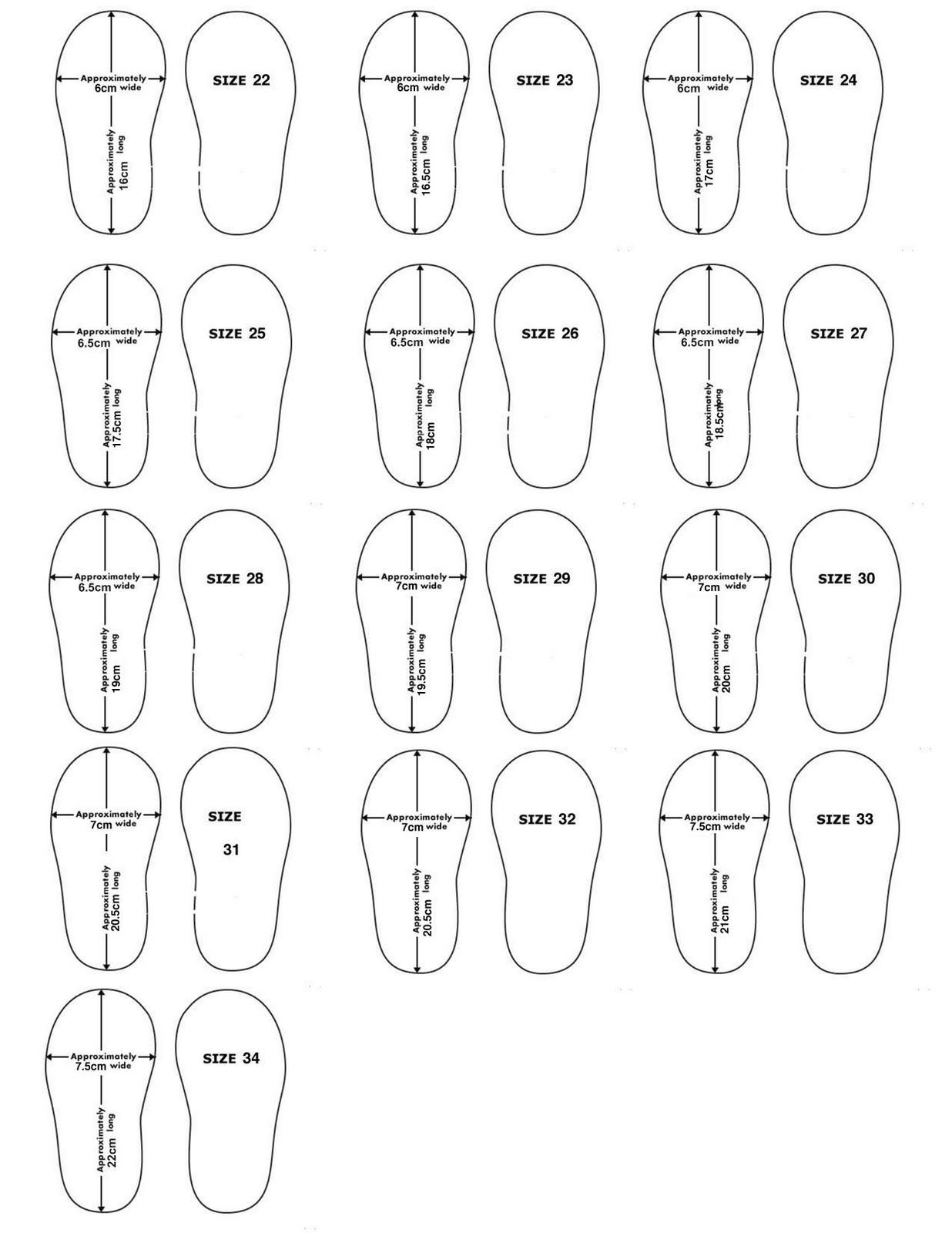Printable Baby Shoe Size Chart | click to enlarge thumbnail)