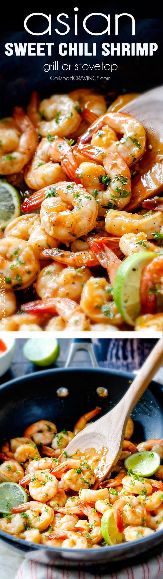 quick and easy Asian Sweet Chili Shrimp (grill or stovetop) – this is by far my fa