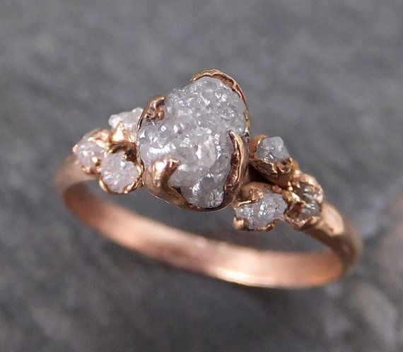 RAW+anello+di+nozze+oro+grezzo+diamante+oro+rosa+di+byAngeline