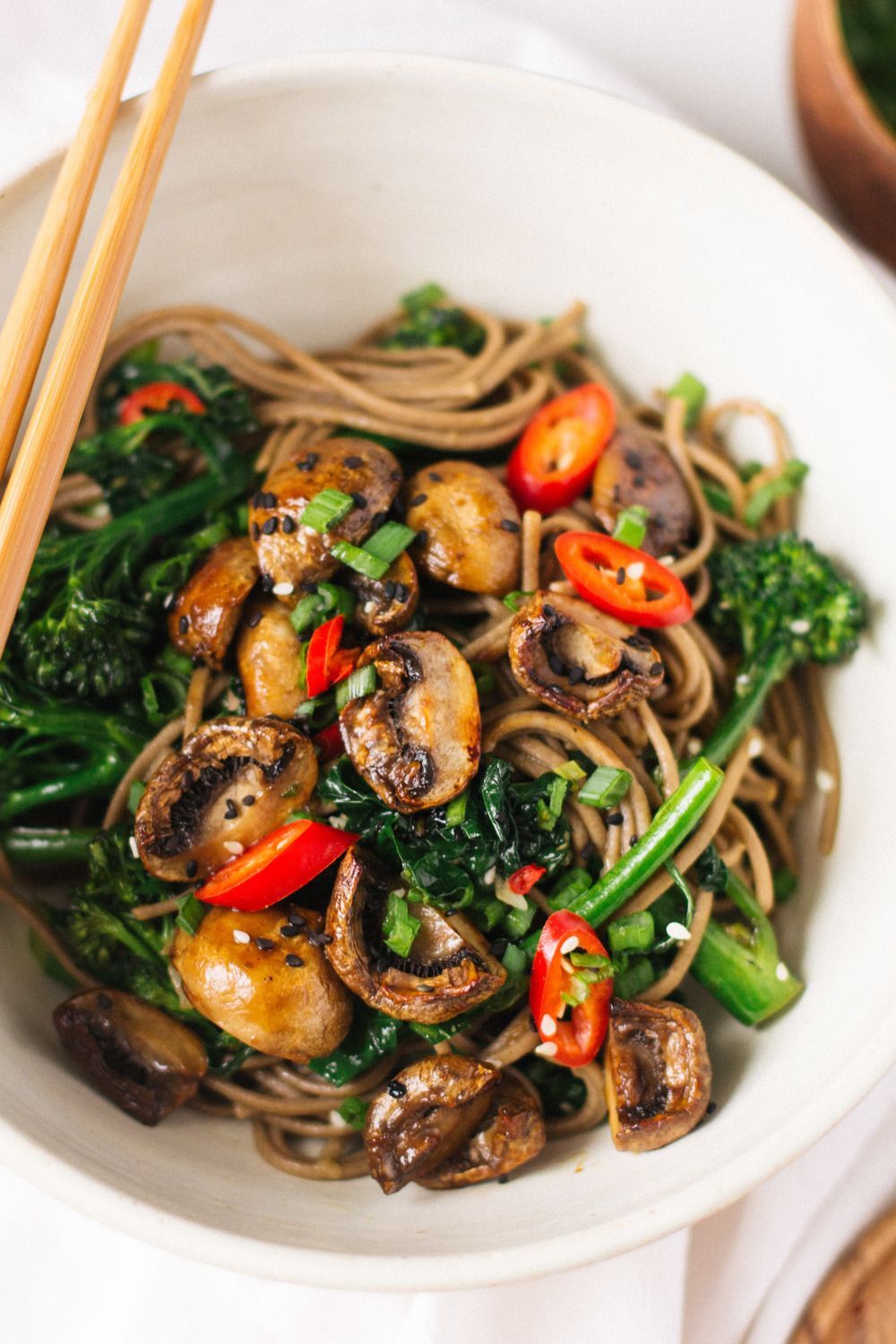 roasted teriyaki mushrooms and broccolini soba noodles — sobremesa // savoring food and friendship
