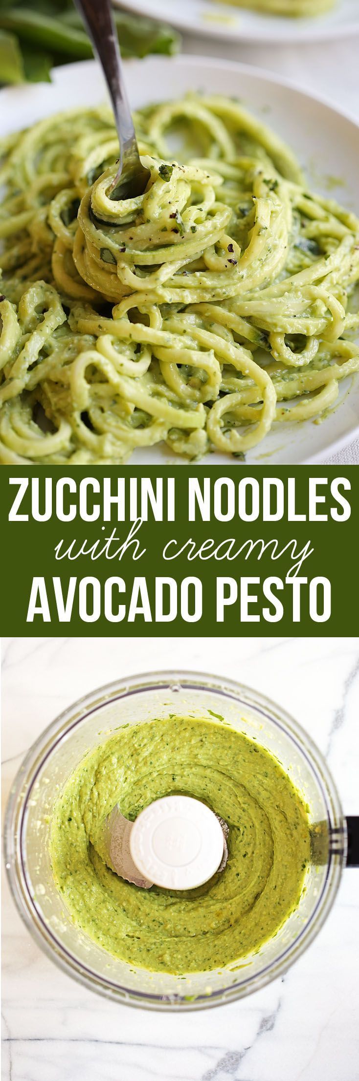 Save this zoodles recipe for zucchini noodles with creamy avocado pesto for a healthy weeknight dish you can pair with chicken,
