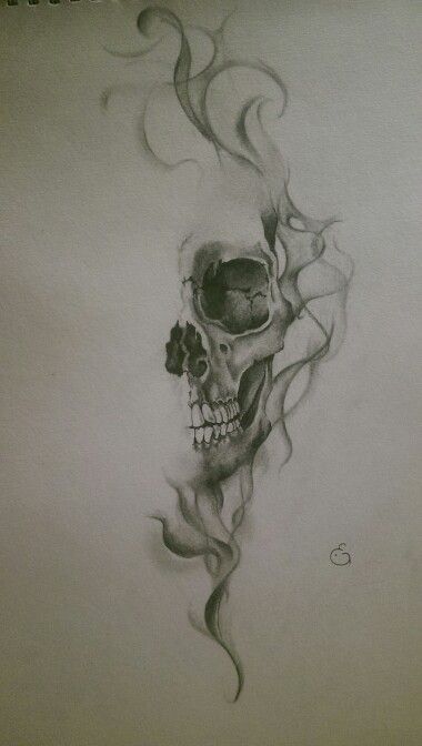 Skull with smoke effect || realistic drawing by Eline Groeneveld