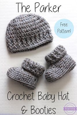 The Parker Crochet Matching Baby Hat & Booties | Free Pattern from Sewrella