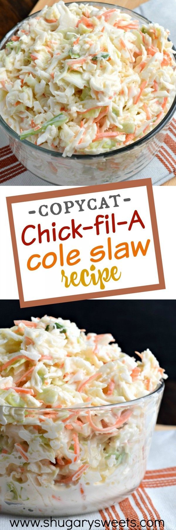This Copycat Chick-fil-A Cole Slaw recipe is amazing! This is the perfect side dish to any BBQ or potluck!