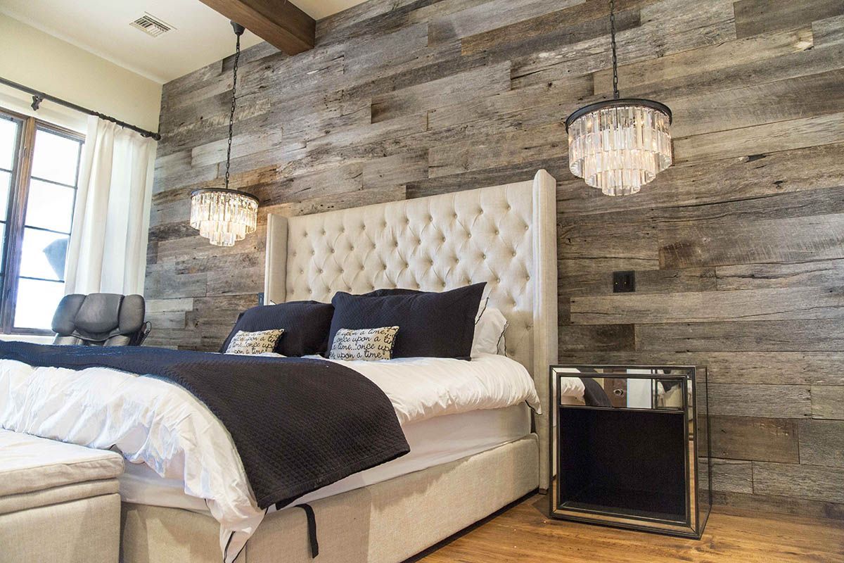 Tobacco Barn Grey Wood Wall Covering – Master Bedroom