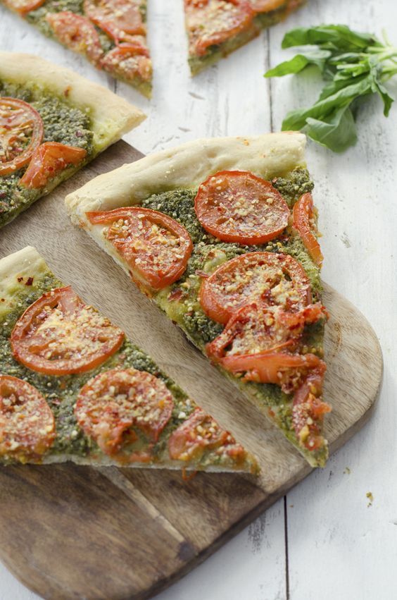 Vegan Pesto Pizza! Youll never guess this pizza was dairy-free! Pumpkin seed