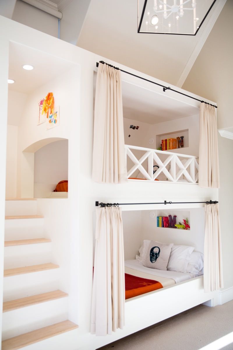 wow…bunk beds with built-in stairway and curtain rods | amy berry design…