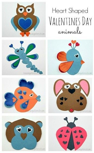 Adorable Heart Shaped Animal ideas ~ simple Valentine craft ideas for kids