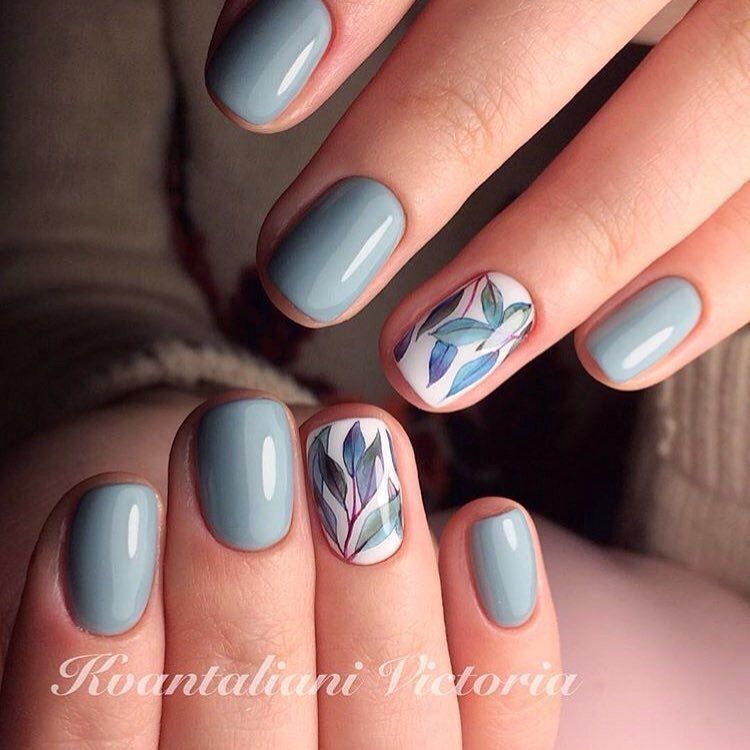 Beautiful delicate nails, Delicate spring nails, Fresh nails, Hardware nails, Leaves nails, Nails trends 2017, Painted nail