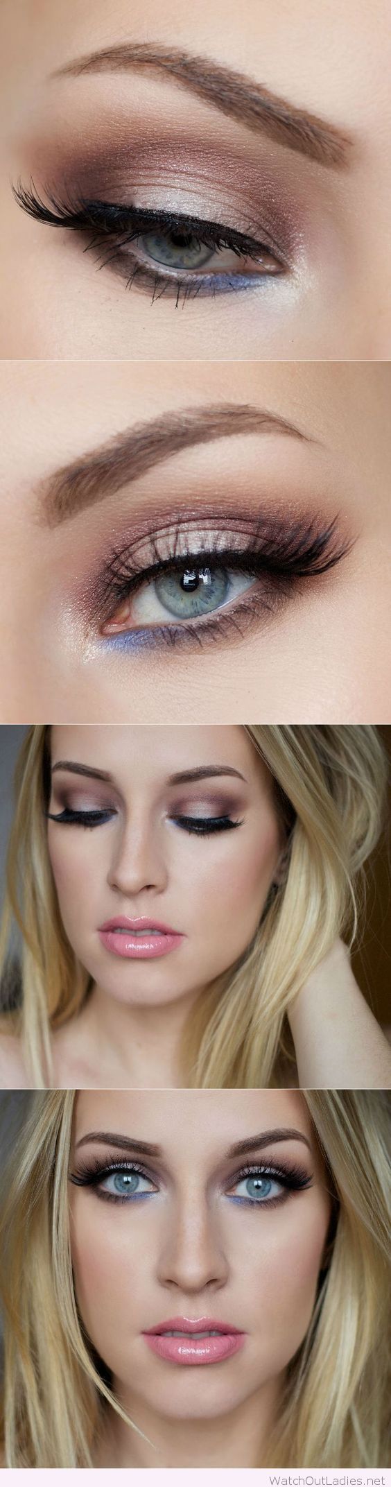 Brown and blue eye makeup for blue eyes