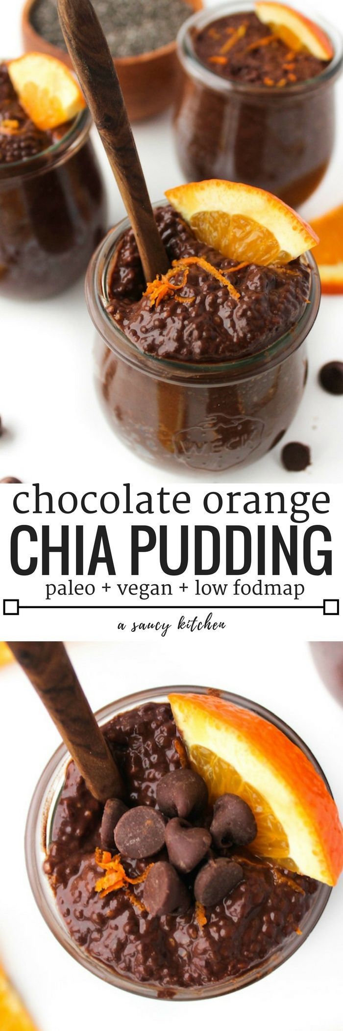 Chocolate Orange Chia Pudding | whipped together in a pinch and is perfect for breakfast and dessert alike. | Paleo, Vegan, Low