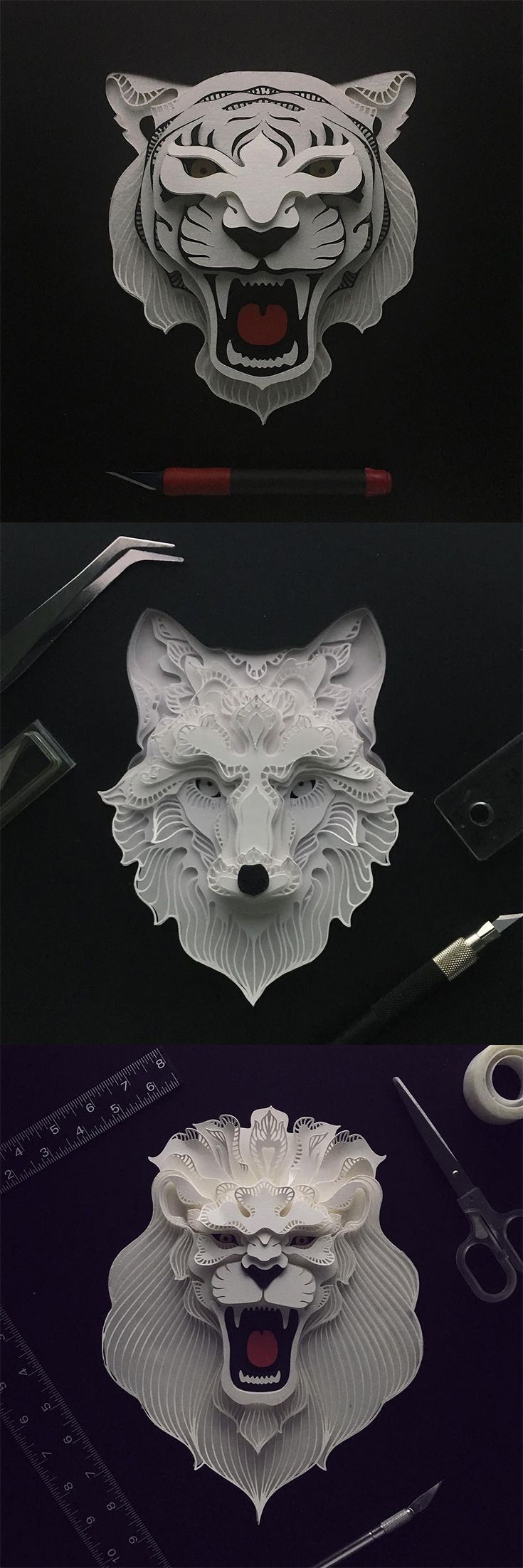 Click for more pics! | Patrick Cabral Explores The Animal Form Through Delicate Layered Papercuts #paperart