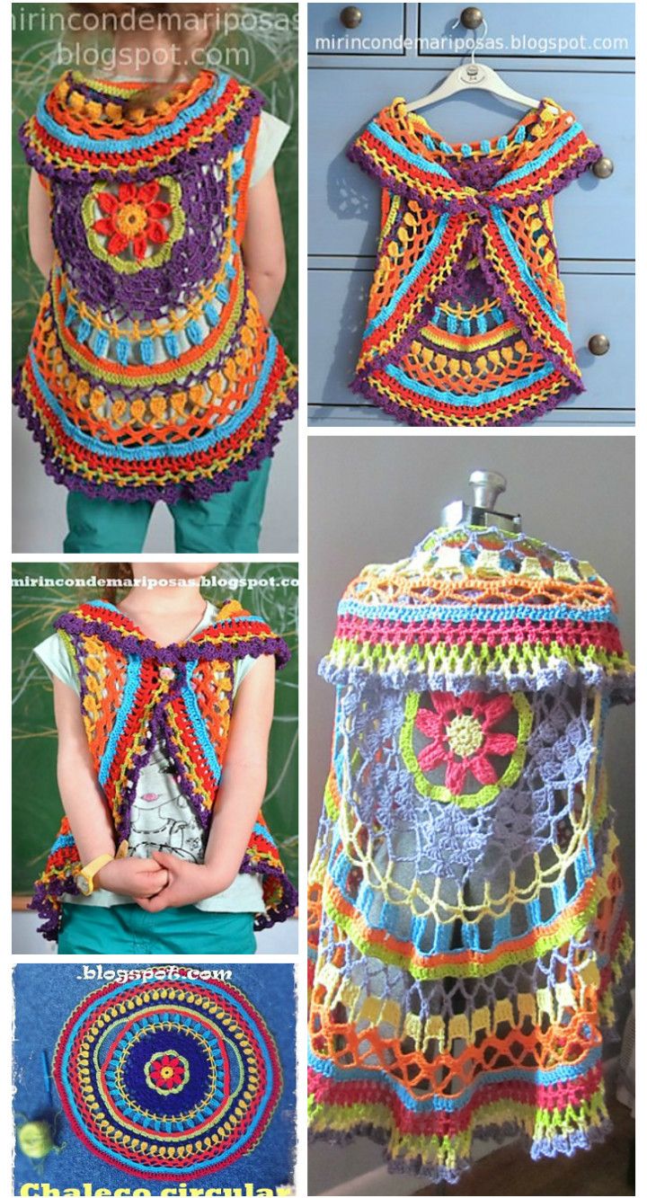 Crochet Circle Shrug: -   12 Free Crochet Patterns for Circular Vest Jacket