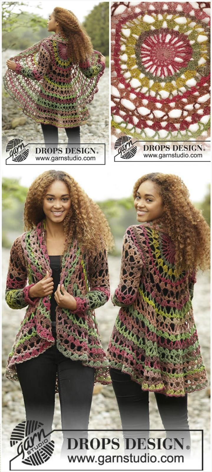 Crochet Fall Forest Sweater Jacket: -   12 Free Crochet Patterns for Circular Vest Jacket