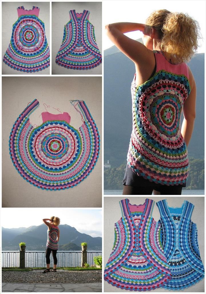 Crochet Flower Power Circle Vest: -   12 Free Crochet Patterns for Circular Vest Jacket
