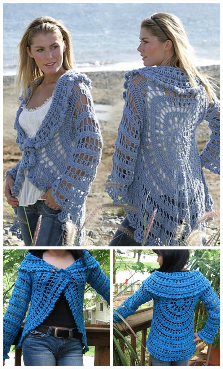 Crochet Moonlight Mist Circular Sweater or Vest: -   12 Free Crochet Patterns for Circular Vest Jacket