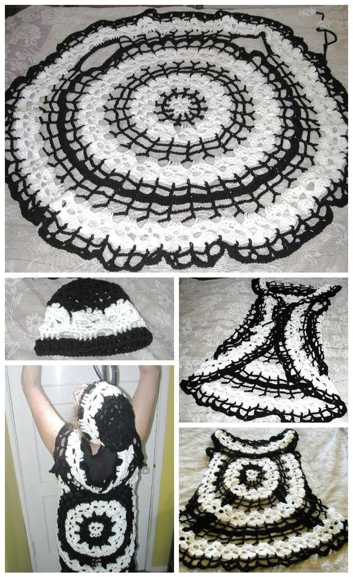 Crochet Creepy Skull Circle Vest: -   12 Free Crochet Patterns for Circular Vest Jacket