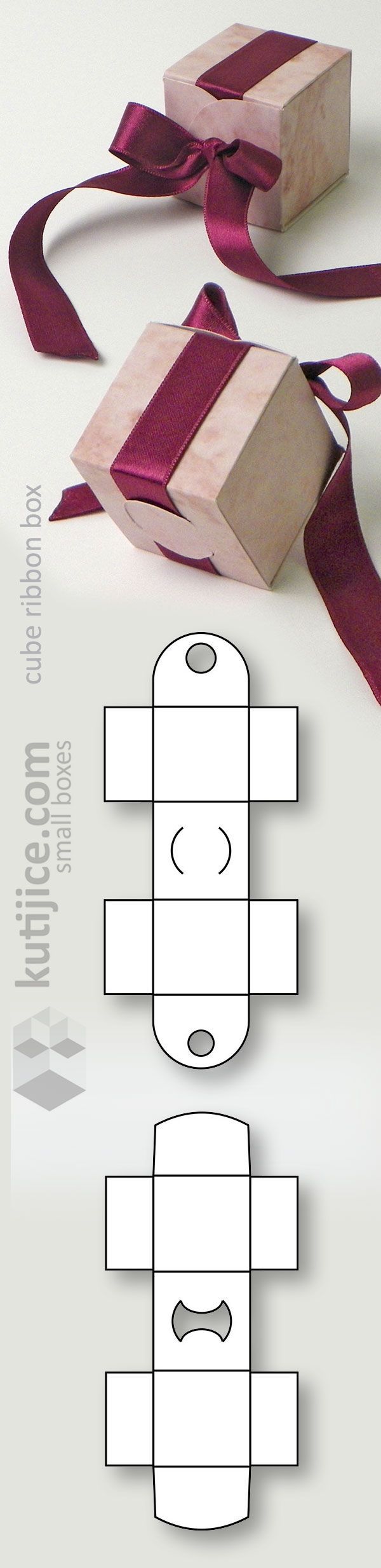 Cube ribbon box (die cut form)