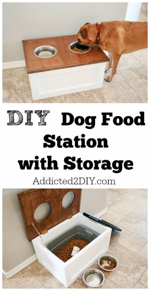DIY Storage Ideas – DIY Dog Food Station with Storage – Home Decor and Organizing Projects for The Bedroom, Bathroom, Living Room,