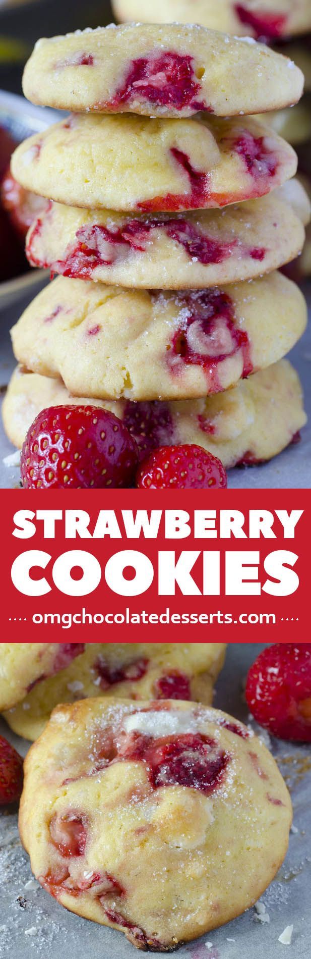 Easy Strawberry  Cookies with white chocolate chunks. One of the best cookie recipes ever! Check why!!!
