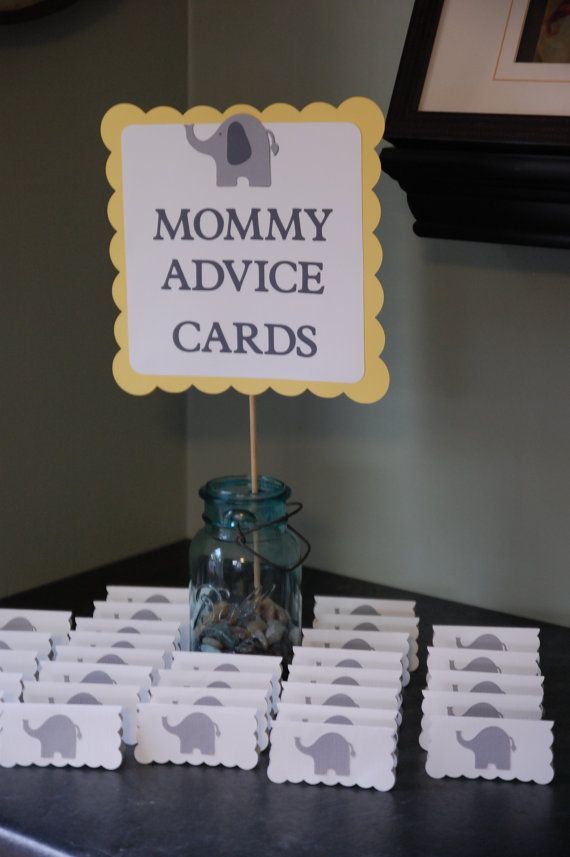 Elephant Baby Shower Mommy Advice Cards and Buffet by GiggleBees