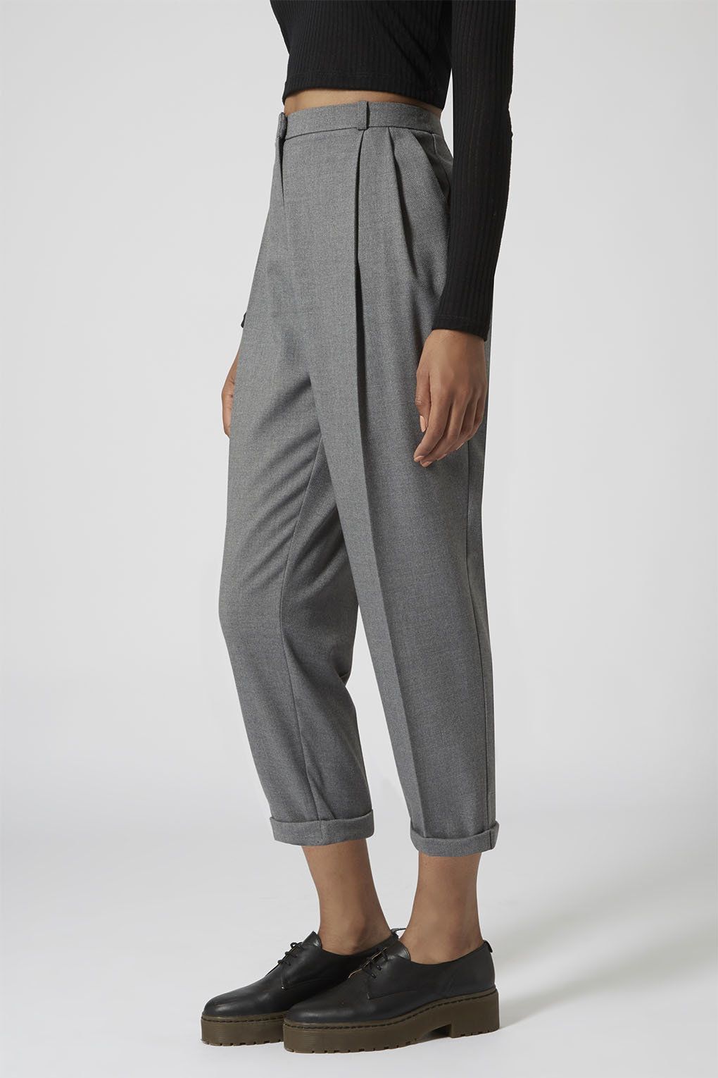 Flannel Mensy Crop Trousers – Trousers – Clothing – Topshop