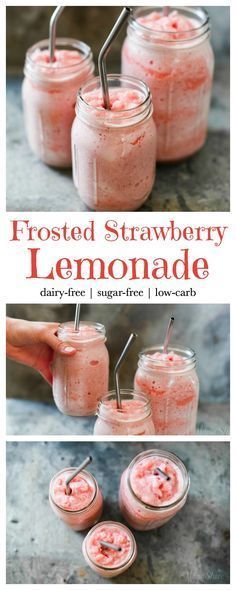 Frosted Strawberry Lemonade – Dairy-free, sugar-free, low-carb, THM, Trim Healthy Mama – FP