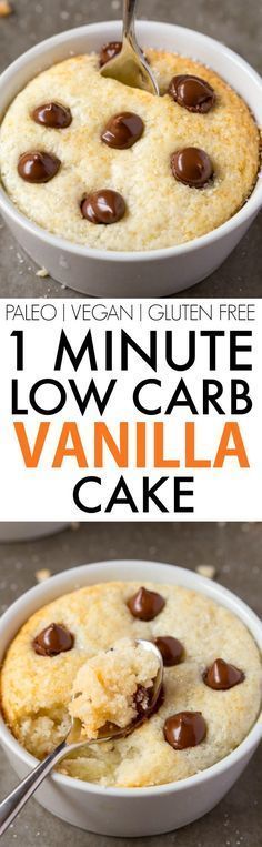 Healthy 1 Minute LOW CARB Vanilla Mug Cake- Light, fluffy and moist in the inside! Packed full of protein and no sugar whatsoever!