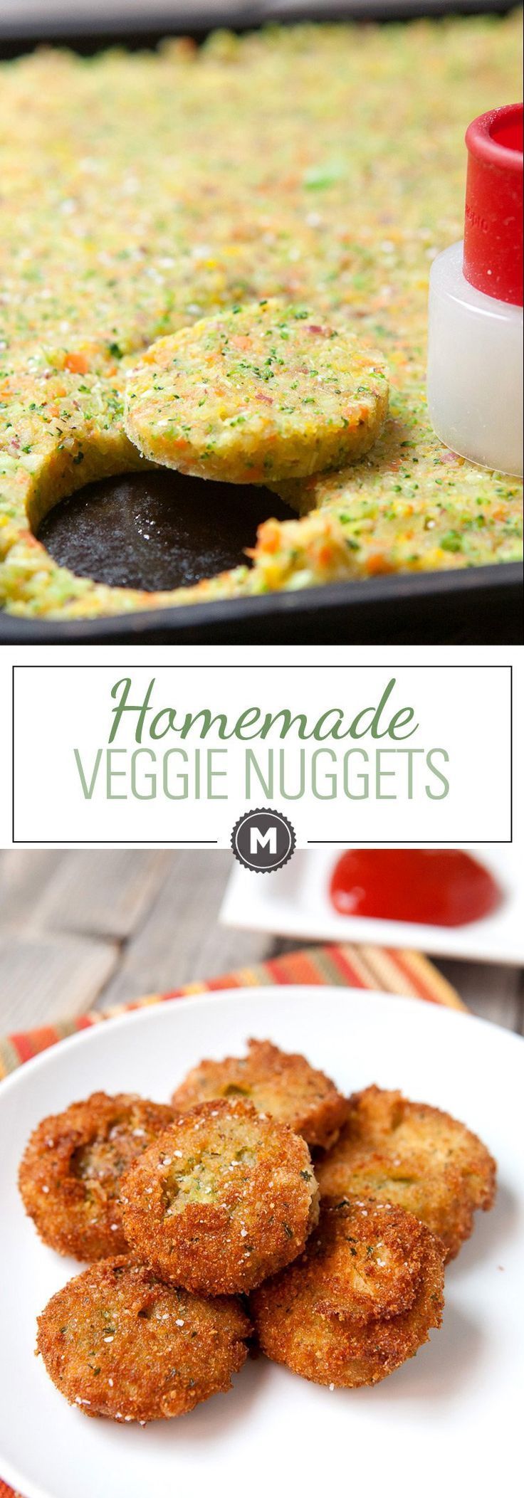 Homemade Veggie Nuggets: These are the perfect vegetarian alternative to the chicken nugget. Made with mashed carrots, broccoli,