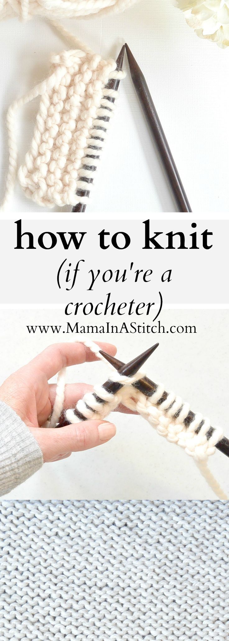 How To Knit If Youre A Crocheter Tutorial – (mamainastitch)