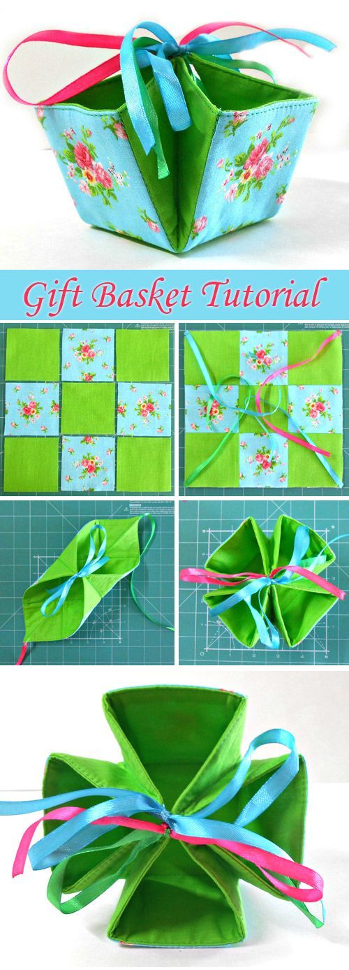 How to sew an gift basket bag of fabric. Tutorial.  www.free-tutorial…