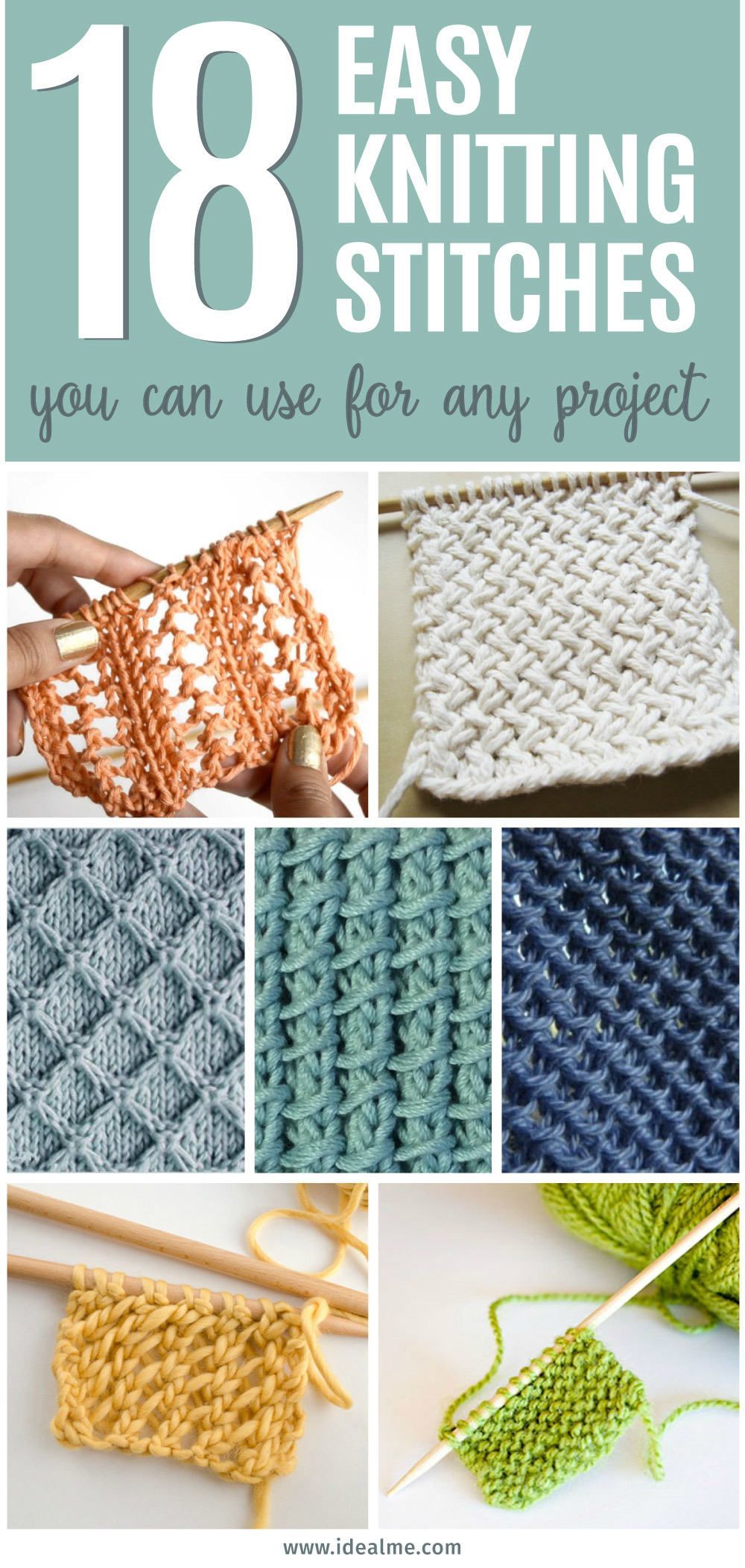 Learning to knit can be completely overwhelming but our list of 18 easy knitting stitches you can use for any project will have