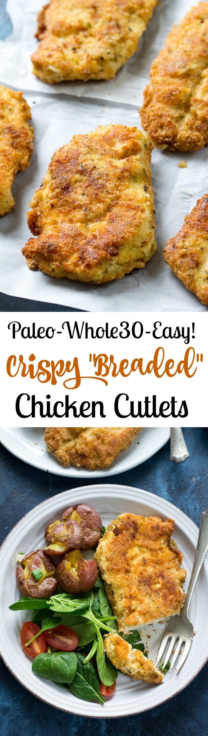 My familys favorite “breaded” Paleo Chicken Cutlets that are super easy, quick, and just as good as the original.  Whole30