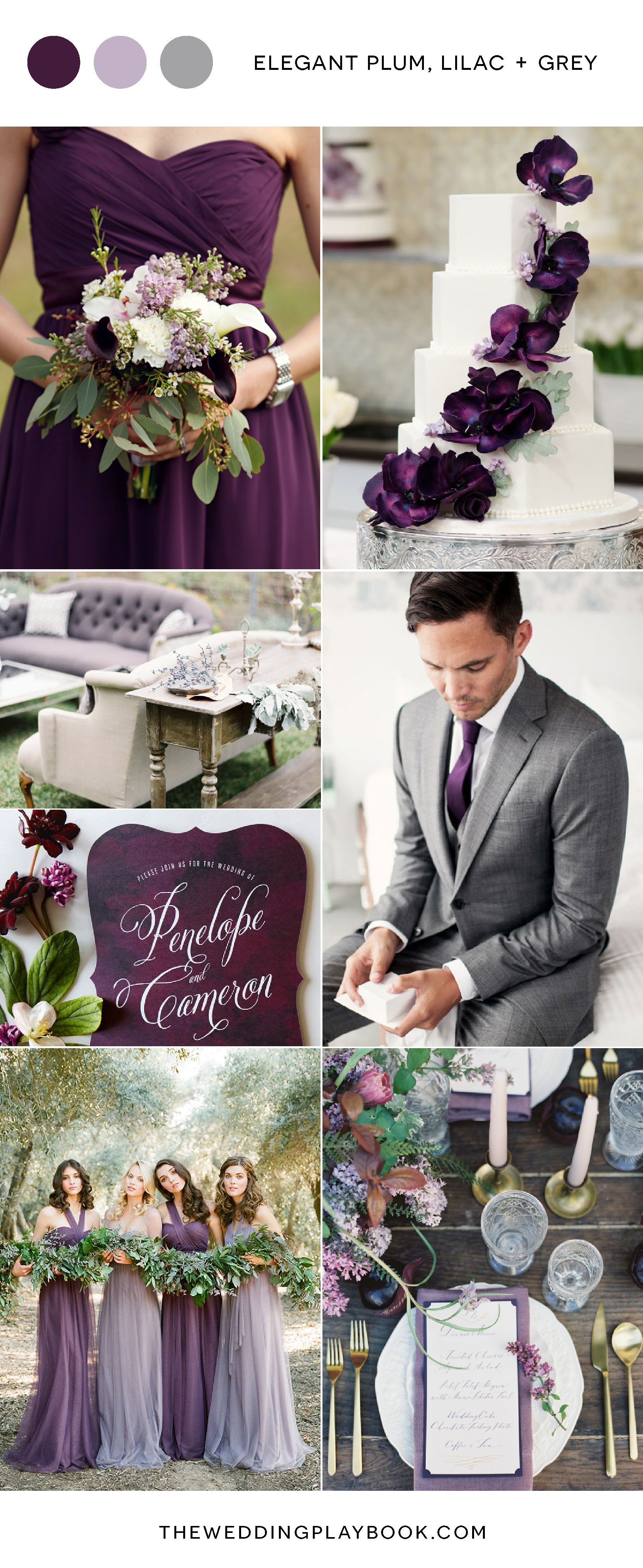 Plum, lilac and grey wedding inspiration