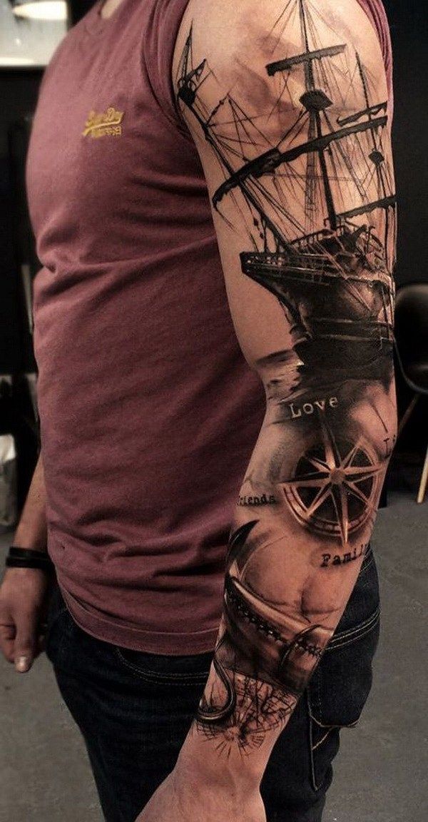 Sailor Inspired Sleeve Tattoo for Men