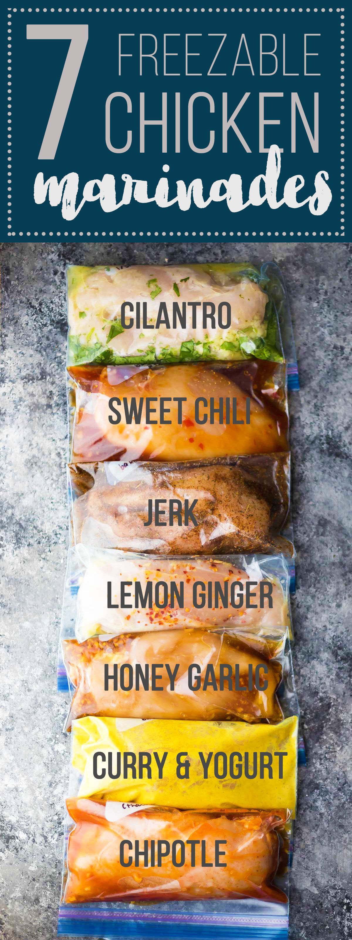 The ULTIMATE chicken marinade post! Everything you’ve ever wanted to know about making your marinades ahead and freezing, plus
