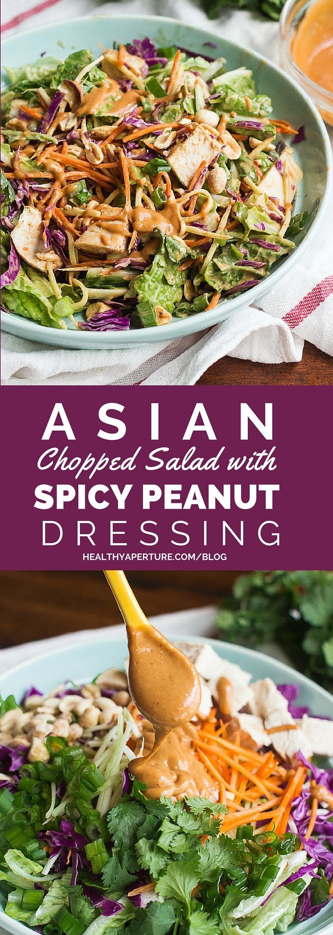 This flavorful Asian Chopped Salad with Spicy Peanut Dressing can be made ahead of time and enjoyed for lunch all week long!