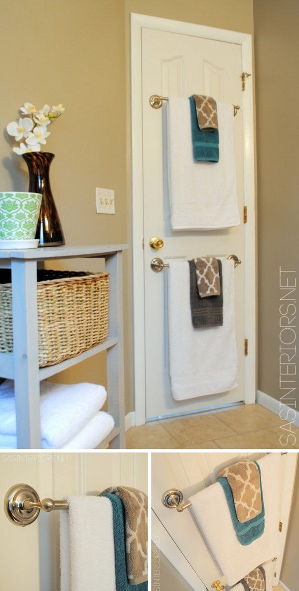 Towel Rods on the Back of the Door. Make full use of the tiny space behind your doors!