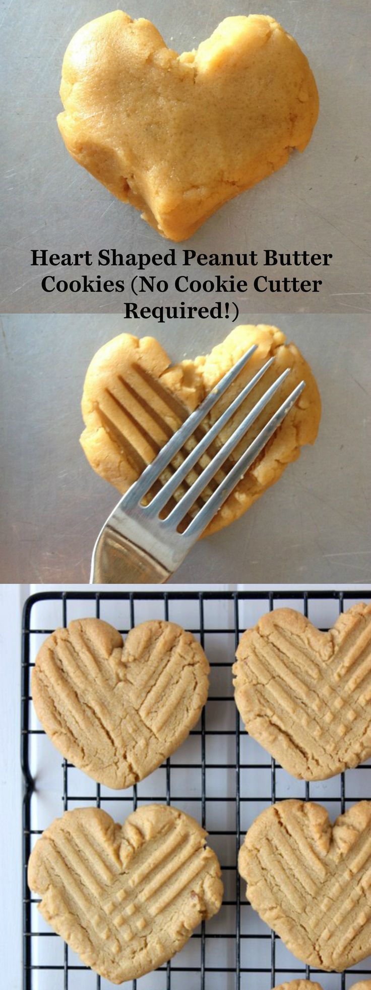 Valentines Day Heart Shaped Peanut Butter Cookies! No Cookie Cutter Required!