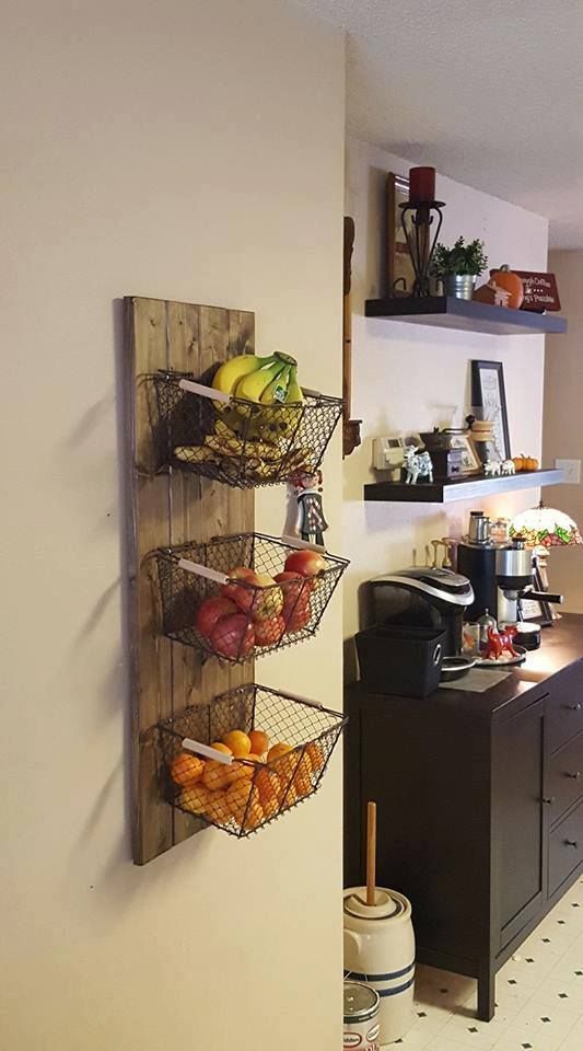What a great idea from Lori and her husband!   “My husband made this fruit basket thing to free up some counter space. More room